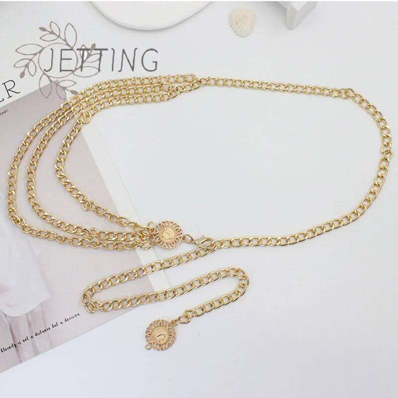 Hot Metal Women Long Tassel Multilayer Dress Chain Ins Style Adjustable Waist Belt For H260228