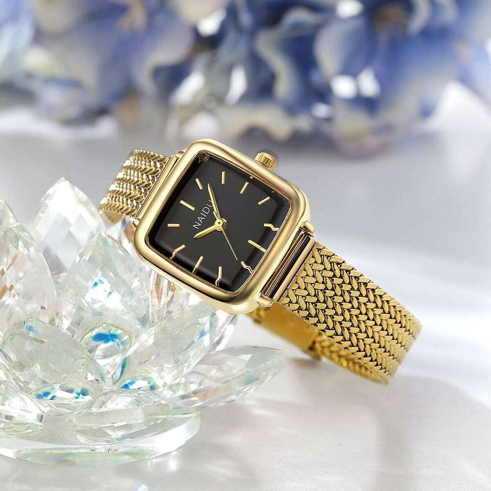 Women's Small Square with Stainless Steel Strap, Artistic, Fashionable, Retro Quartz H260228