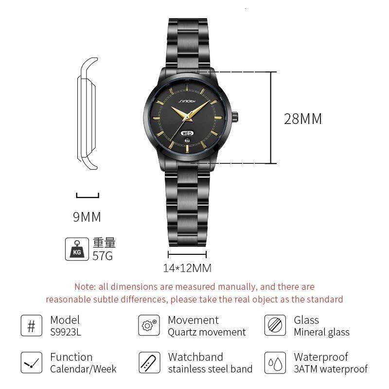 SINOBI Ladies Stainless Steel es Fashion Design Women's Quartz Wristes Elegant Female Business Clock H260228