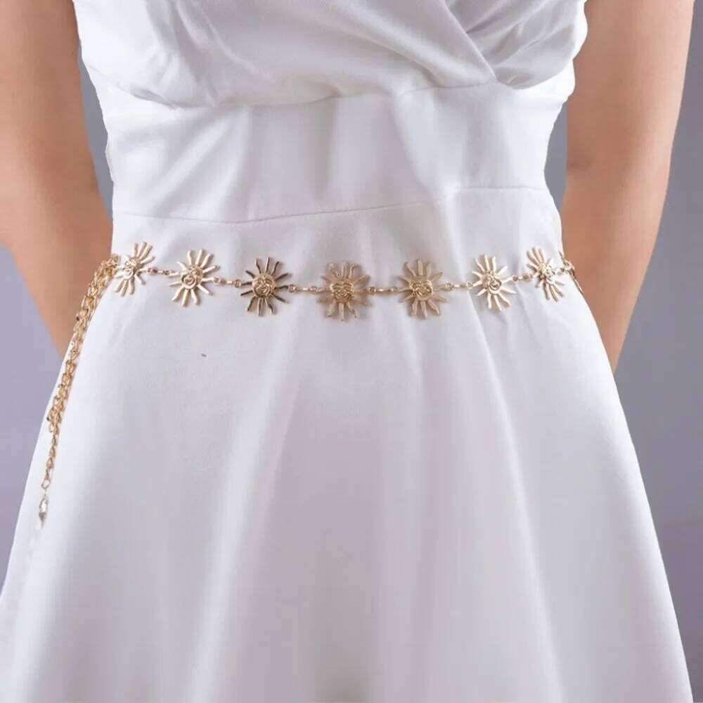 New Exaggerated Personality Metal Smiling Face Sun Waist for Women Charm Summer Skirt Body Chain Jewelry Accessories Gift H260228