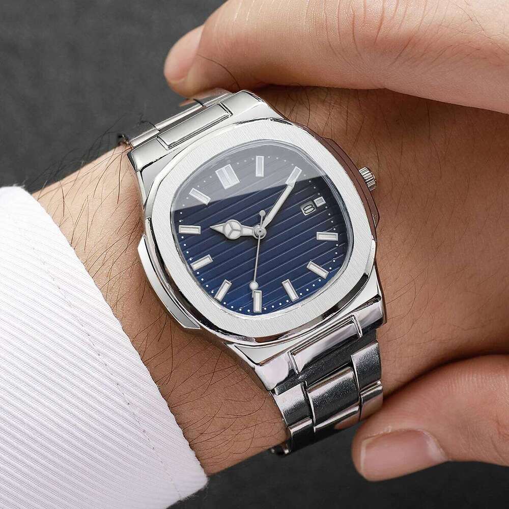 Men Fashion Wristes Business Square Dial Stainless Steel Strap Quartz with Calendar For Mens ClockWithout Box H260228