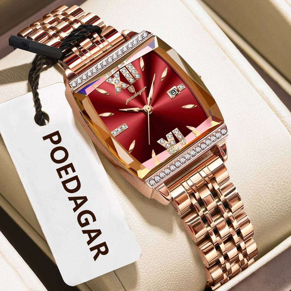 POEDAGAR Fashion For Woman High Quality Waterproof Date Elegant Ladies Stainless Steel Original Women Quartz es H260228