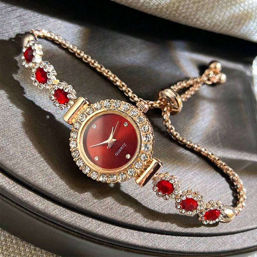 Elegant Women es Fashion Rhinestone Flowers Ladies Quartz Wrist Reloj Mujer Girls Clock Gift H260228