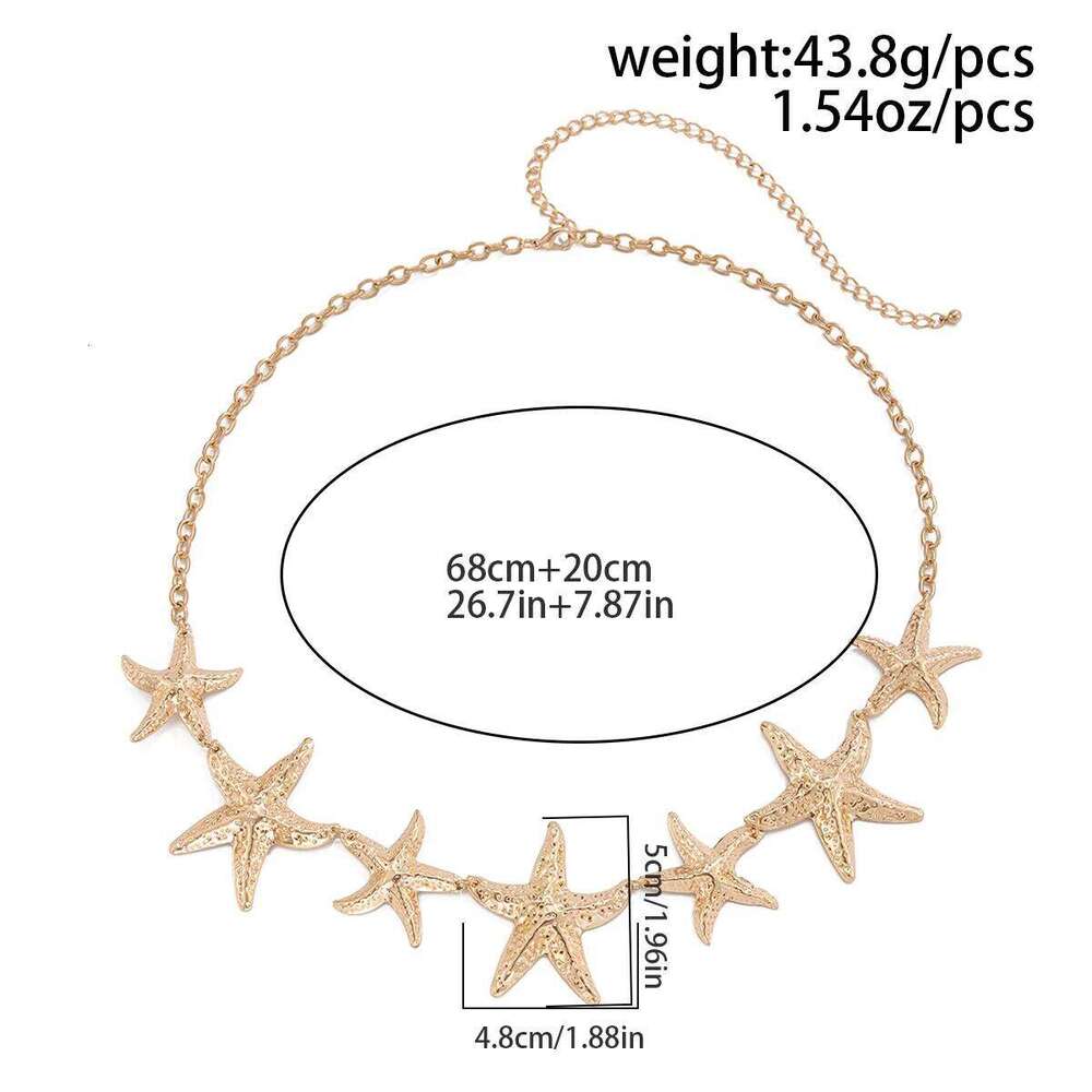 Ingemark Punk Vintage Metal Starfish Petal Flower Waist Chain for Women Summer Beach Bikini Belly Belt Y2K Jewelry Accessories H260228