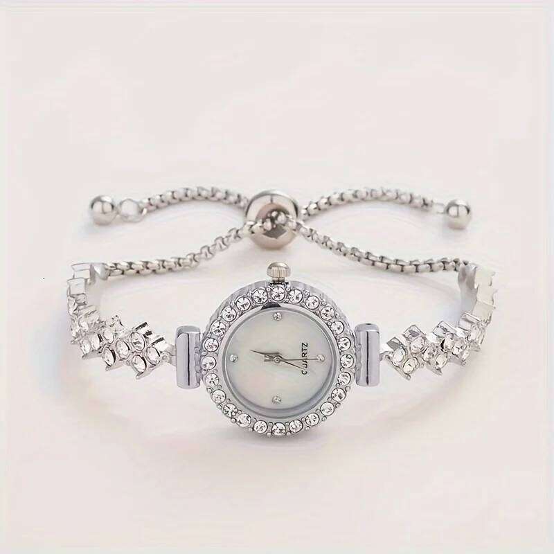 1 piece of elegant women's quartz , paired with luxurious rhinestone embellishment - gold simulated H260228