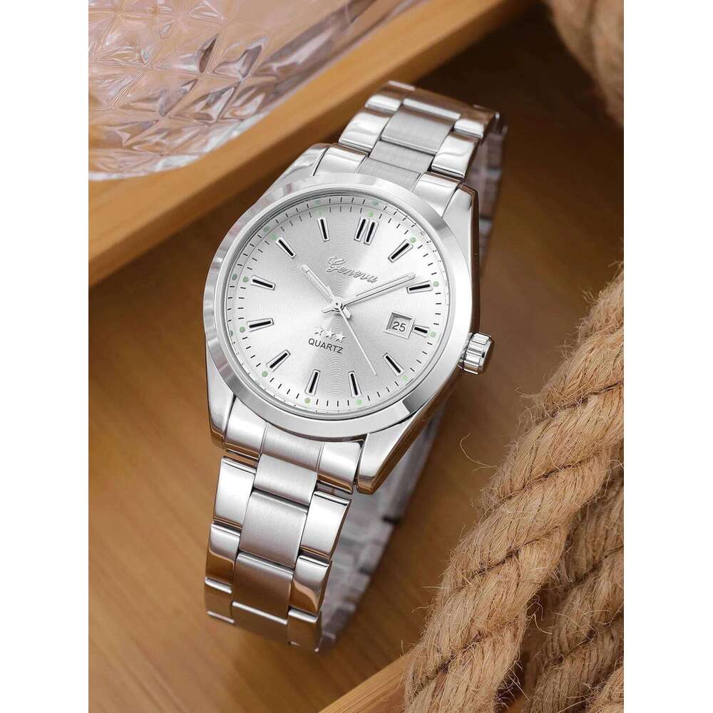 Ladies Quartz Steel Band Design with Calendar Feature Daily Fashion Accessory Birthday Gift without Box H260228