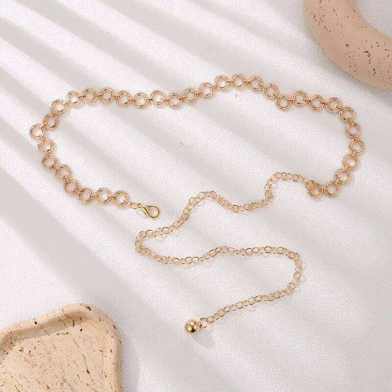Exaggerated Metal Geometric Circular Waist for Women Fashion Gold Color Hollow Round Belly Chain Jewelry Accessories H260228