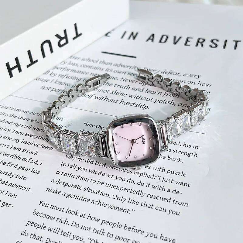 GEDI Women's Quartz Exquisite Zircon - "Crushed Ice" Style & Sugar-Cube Dial Unique Design Ladies H260228