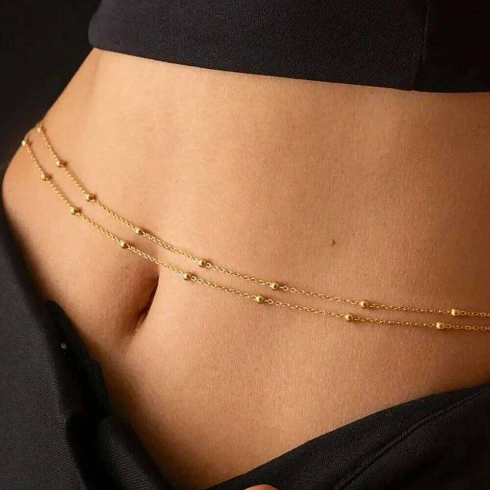 Mariasz Minimalist Thin Bulk Waist Body Chain Fine Beaded Ball Belly Chains Stackable Boho Bikini Beach Party Jewelry For Women H260228