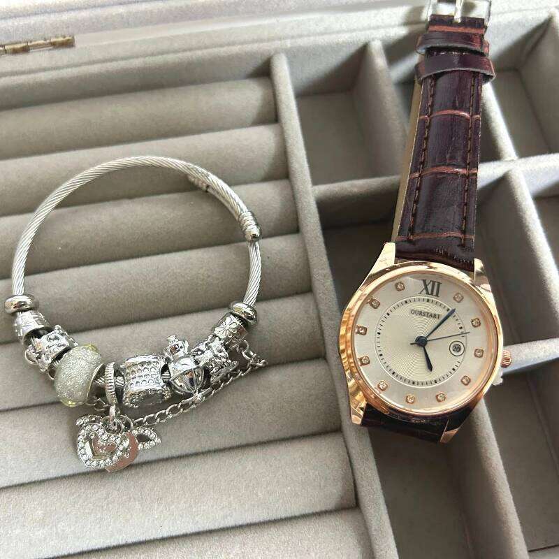 Fashion Women's Sun Pattern Calendar Water Belt Quartz Inlaid Diamond H260228