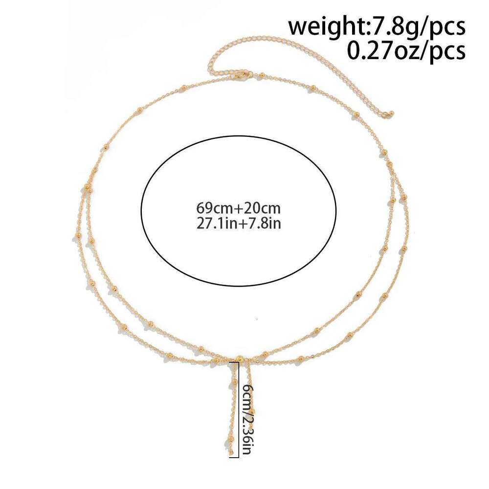 Boho round bead tassel pendant waist 2025 simple sweet creative gold color metal girl body chain fashion jewelry H260228