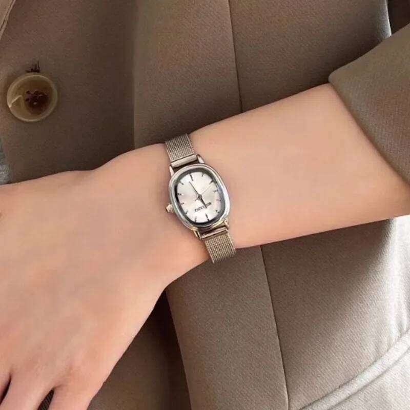 Small Oval Dial Green Simple Stainless Steel Ladies Wristes Brand Women Luxury Gift Quartz Dropshipping H260228