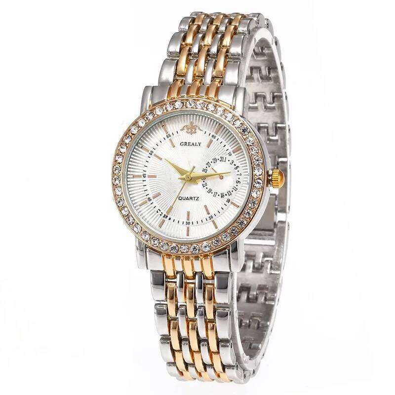 New Luxury Exquisite Women Business Fashion Casual Round Rhinestone Quartz Gift For Friends Family Relogio H260228