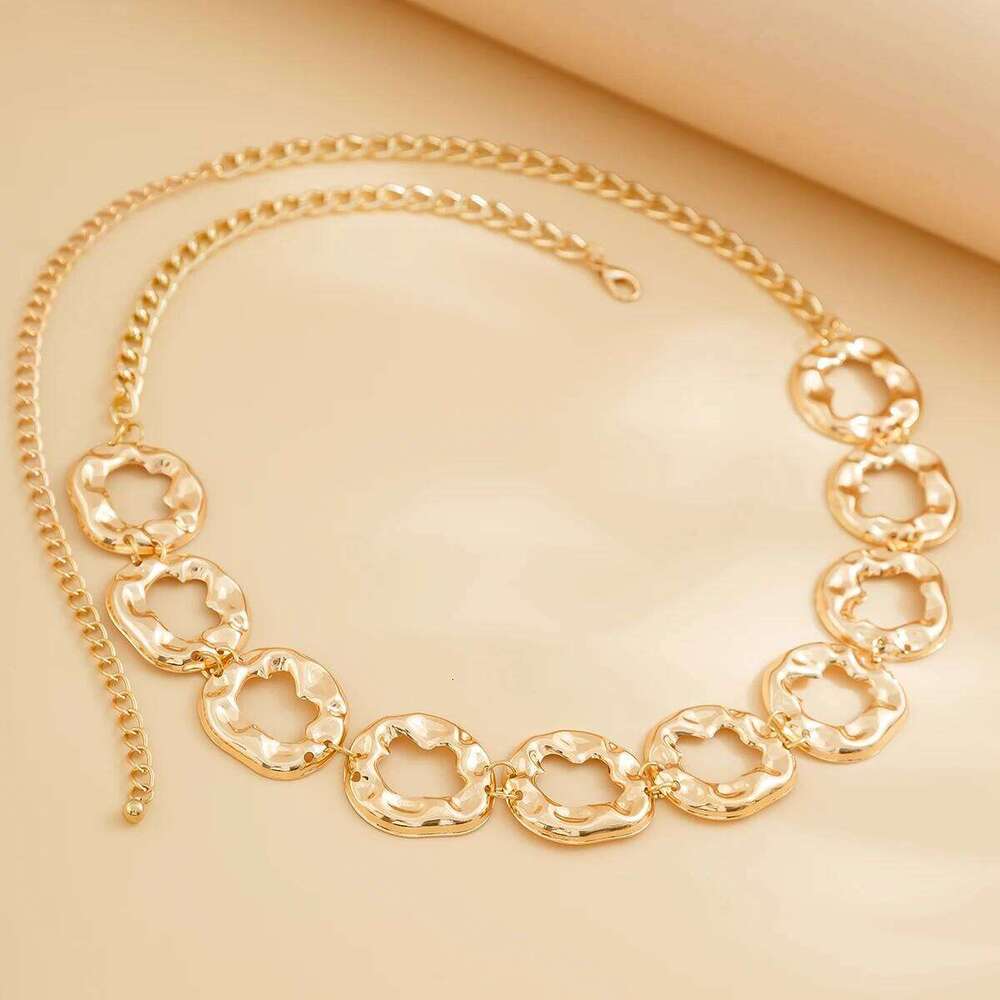 Salircon Irregular Metal Circle Accessory Splicing Waist For Women Trend Classic Gold Color Body Chain Jewelry Gift H260228