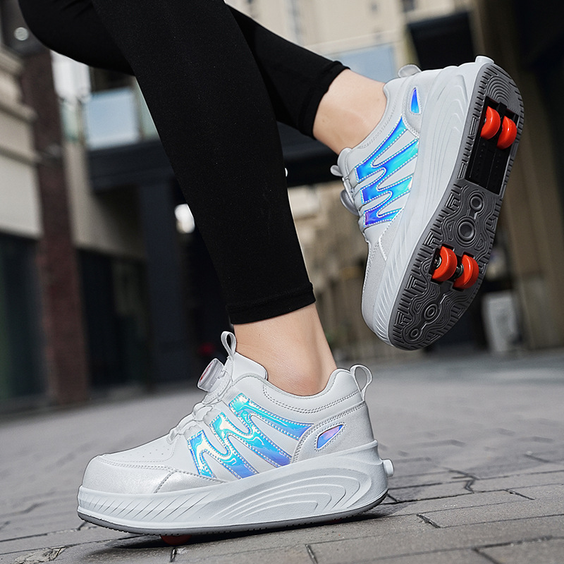 Free shipping 4 Wheel Roller Skate Shoes Teenage Kids Boys Girls Flashing Light Shoes Led Light Luminous Sneakers Outdoor Casual Shoes for Women Size 