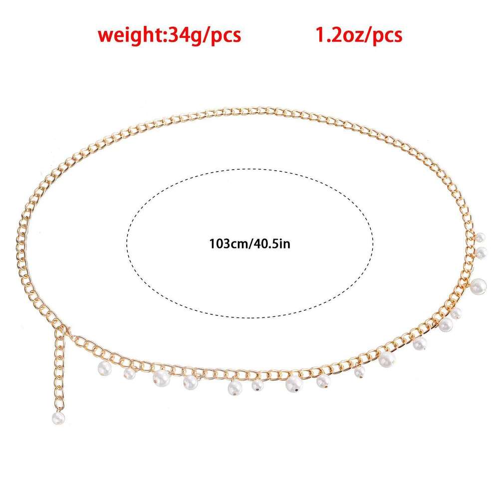 Fashion Imitation Pearl Waist Personality Temperament All-match Body Hot Girl Style Sweater Chain Clothing Accessori H260228