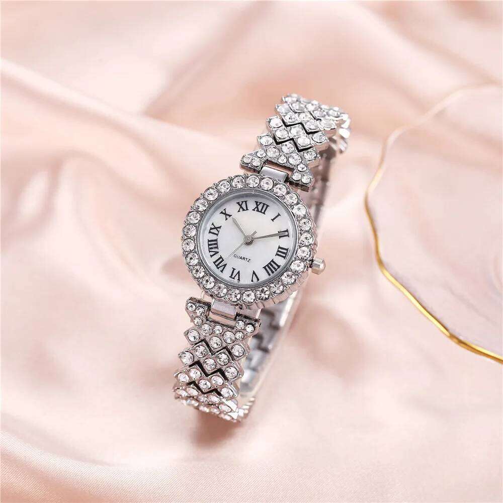 2PCS Women's Fashion Rhinestone Ladies Analog Quartz es Set Reloj Mujer Girls Clock Gift Relogio Feminino H260228