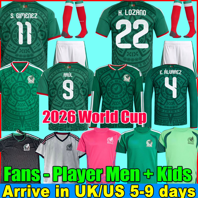 Mexico jersey 2026 World Cup soccer jerseys football shirt A. VEGA C. HUERTA L. ROMO RAUL men kids kit set Green Pink Black White Special Third goalkeeper set uniforms
