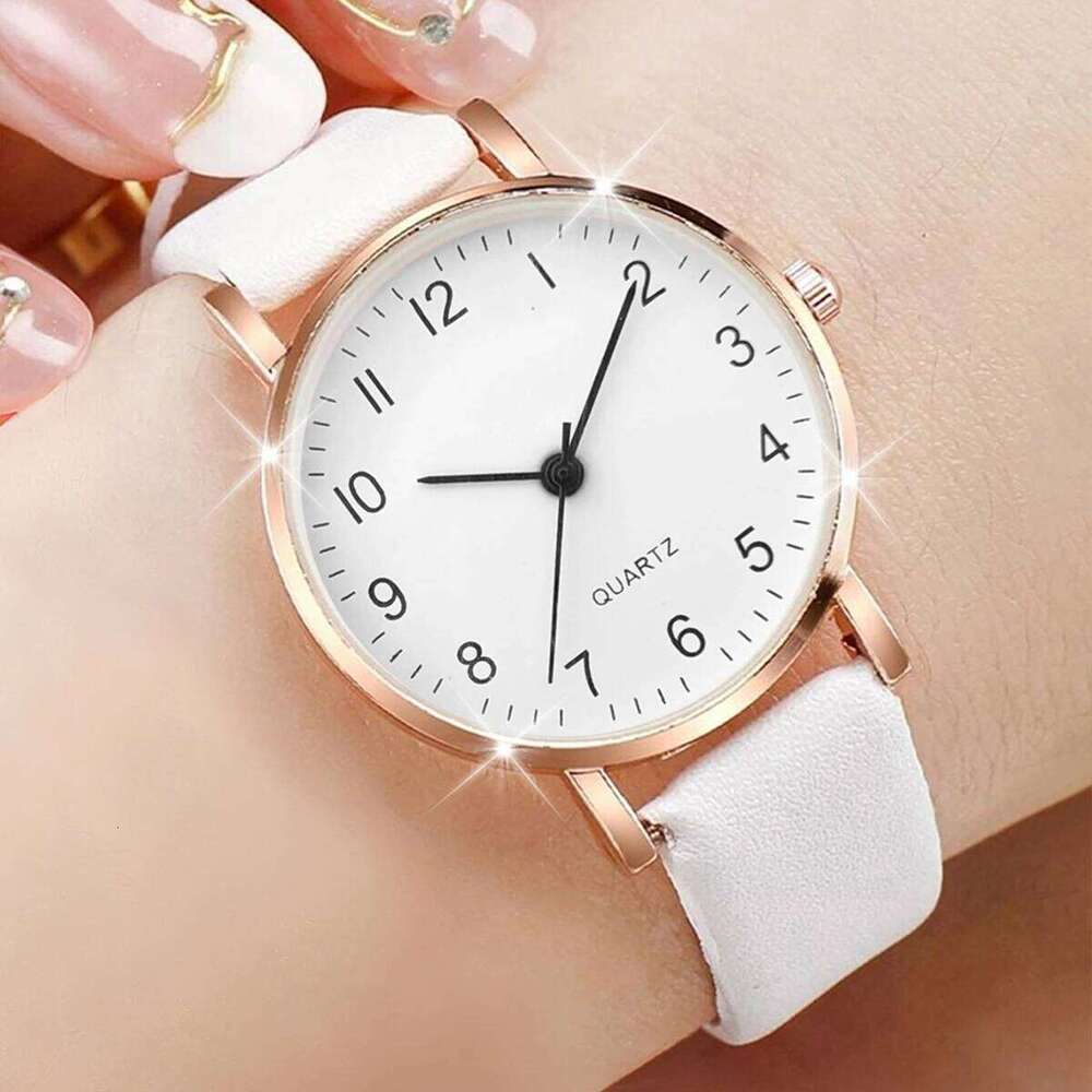 2PCS Fashion Arabic Dial Women's Quartz Leather Band es SetWithout Box H260228