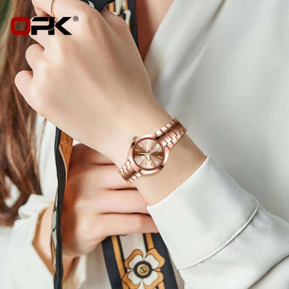 OPK 8105 Women's es Luxury Original Wrist for Girl Waterproof Luminous Ladies Fashionable Zircon Scale Date H260228