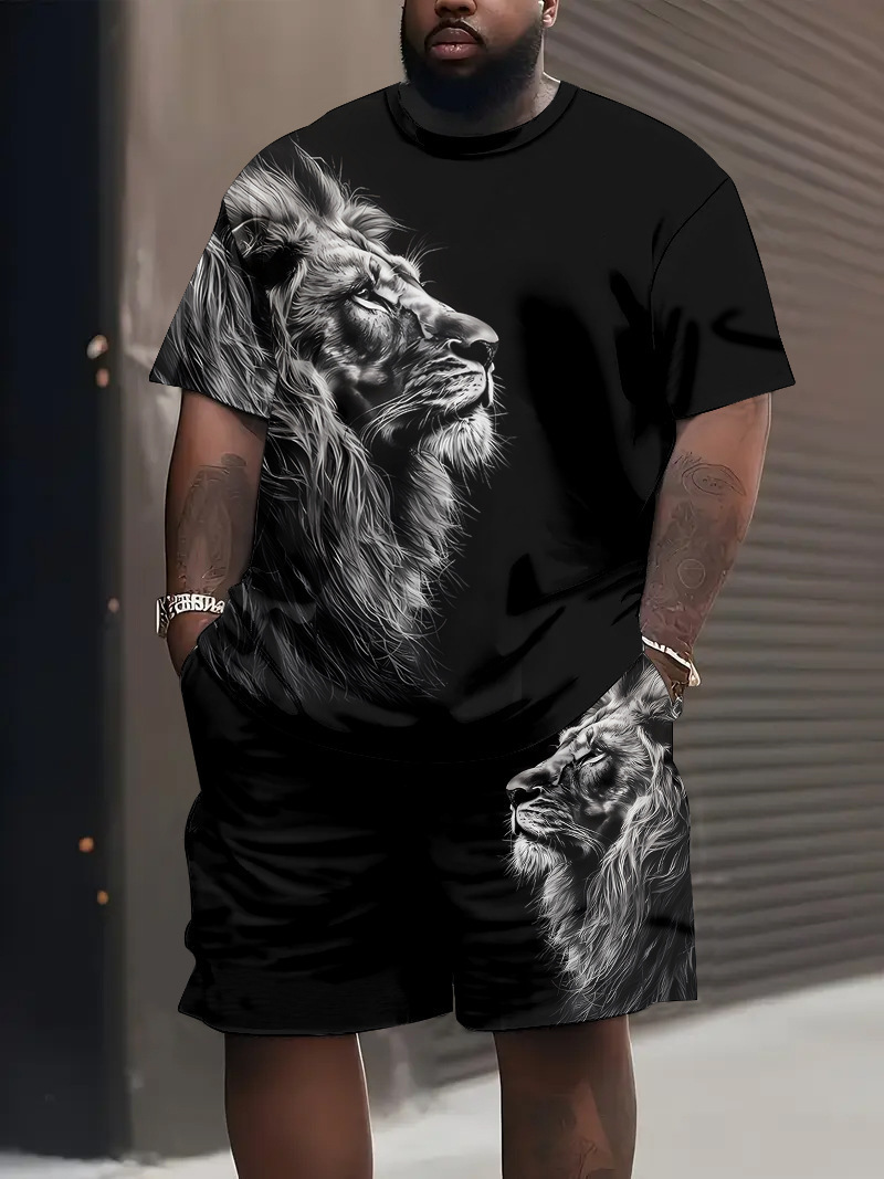 Luxury Brand Designer Clothes Cross-Border European And American Fashion Summer T-Shirt And Shorts Set With 3D Digital Printing, Street Style, Loose A