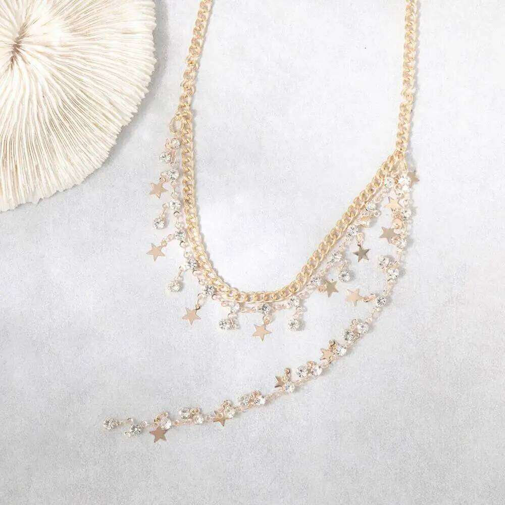 Chain Waist Luxury Sexy Rhinestone Star Tassel Pendant Summer Bikini Rave Body Jewelry H260228