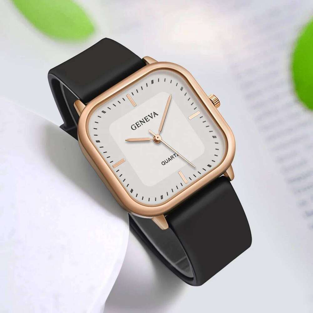 Fashion Women's Casual Elegant Simple Square Quartz Silicone Gift for Men and Women H260228
