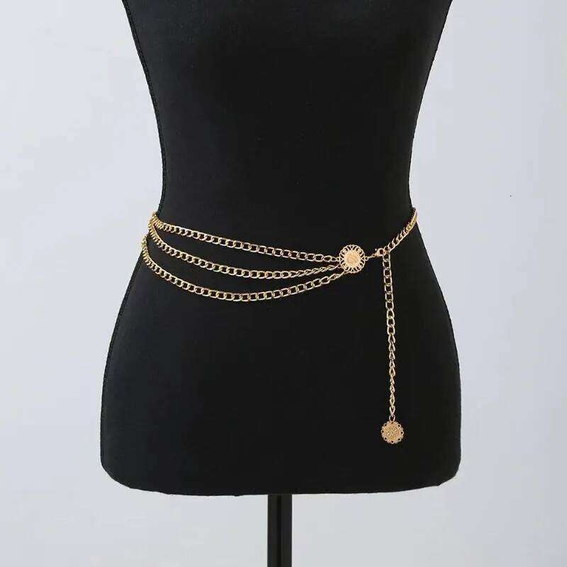 Boho Sexy Women Fashion Belt Hip High Waist Gold Silver Color Narrow Metal Body Chain Chunky Fringes H260228