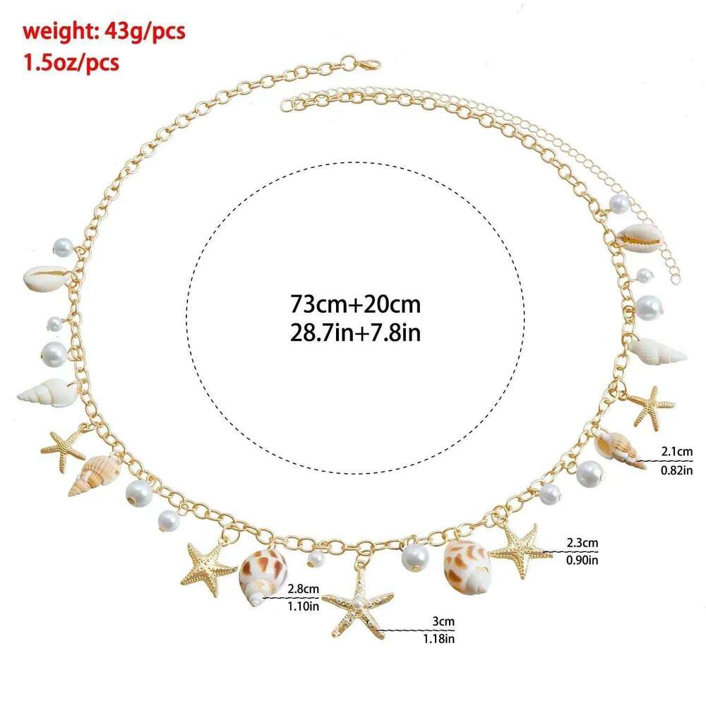 Women's Bikini Bohemian Summer Beach Shell Waist Seaside Pearl Starfish Conch Pendant Body Chain H260228