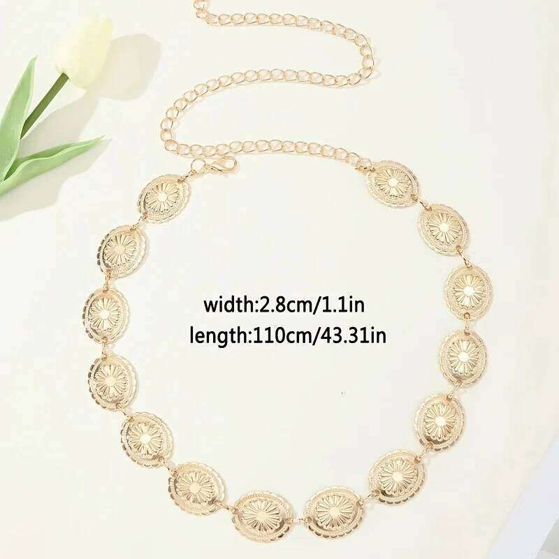 1pc MOFOROCO Women's Vintage Bohemian Metal - Adjustable -Tone Chain with Fringe & Buckle, Waist-Cinching Dress Belt H260228