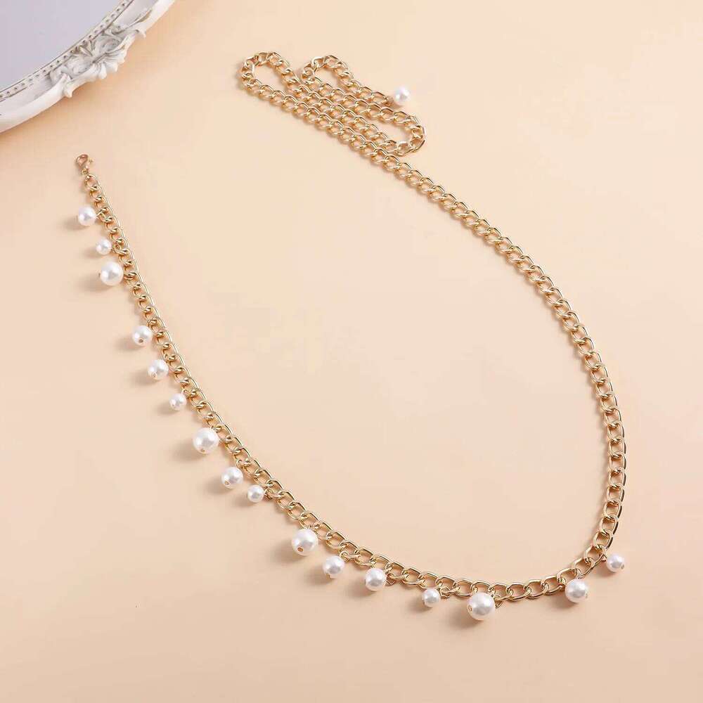 Fashion Imitation Pearl Waist Personality Temperament All-match Body Hot Girl Style Sweater Chain Clothing Accessori H260228