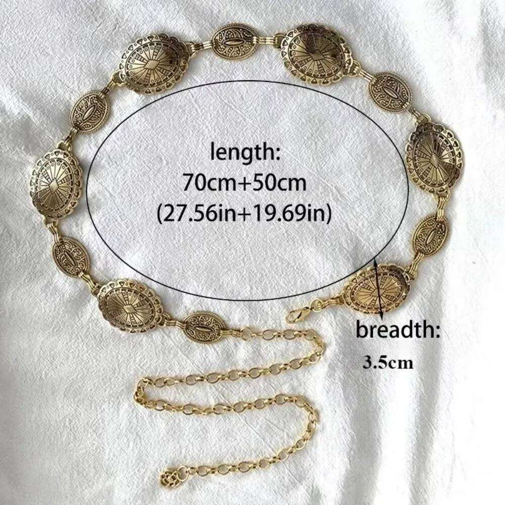 Retro Metal Waist Adjustable Length with Skirt Chain Bohemian Belt Women H260228