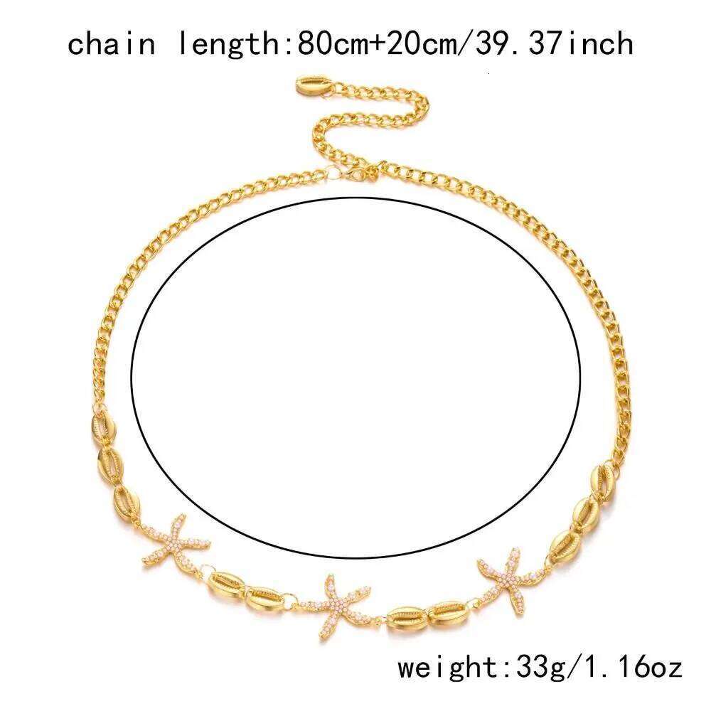 Bohemian Waist Imitation Pearl Starfish Shell Pendant Body Chain Hollow Out Beach Bikini Jewelry Accessories Vacation H260228