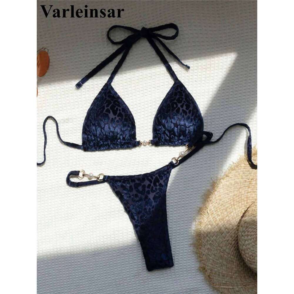 S- XL Leopard Halter Mini Micro Thong Women Swimwear Female Swimsuit Two-pieces Bikini set Bather Bathing Suit Swim V5207 Z260301