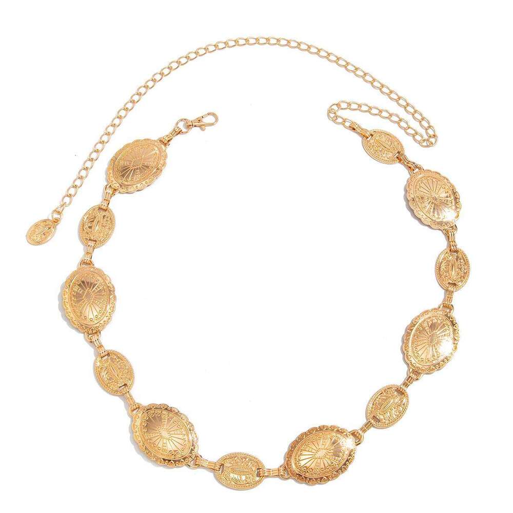 Ingemark Vintage Elliptical Carved Coin Waist Belly Chain for Women New Trend Sexy Adjustable Metal Belt Summer Body Jewelry H260228