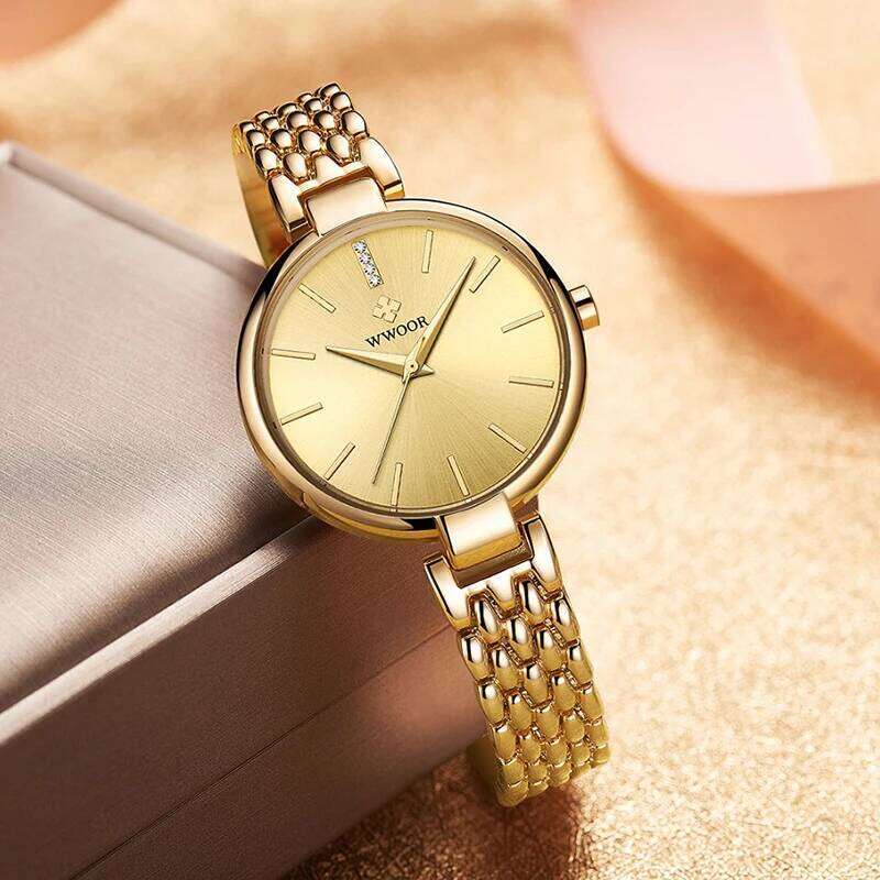WWOOR For Fashion Elegant Dress Top Brand Steel Waterproof Quartz Wrist Women Female H260228