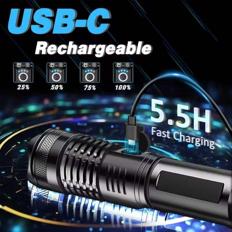 2025 High quality Outdoor-Focused Rechargeable LED Tactical Flashlight Aluminum Alloy Telescopic Zoom for Camping and Fishing Z260301
