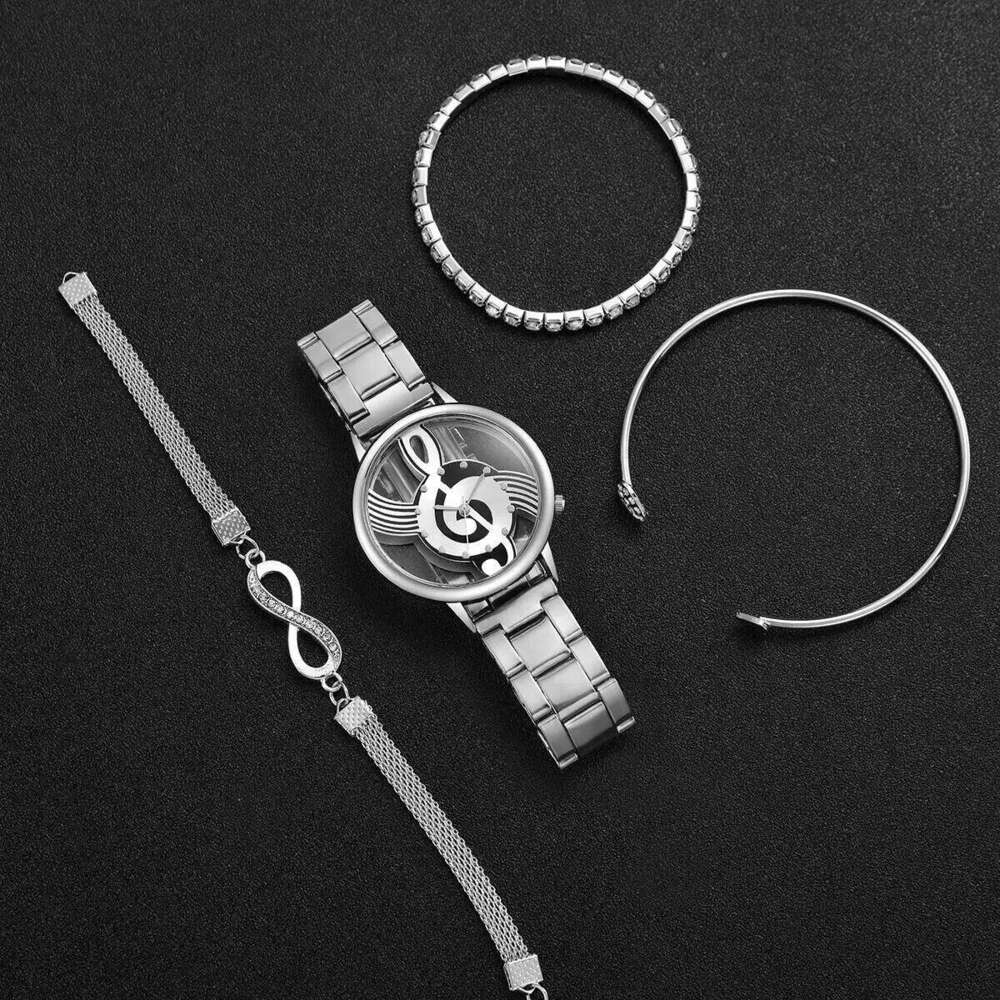 4PCS/Set Fashion Hollow-out Women es Casual Female Analog Quartz s Set Relogio FemininoWithout Box H260228