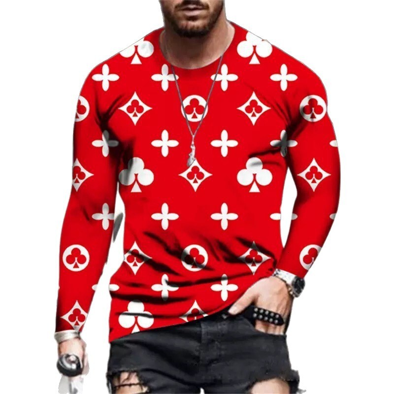 Luxury Brand Designer Clothes Foreign Trade Autumn New Casual T-Shirt Men's Long Sleeve Round Neck 3D Printed Fashion Pullover T-Shirt Men's