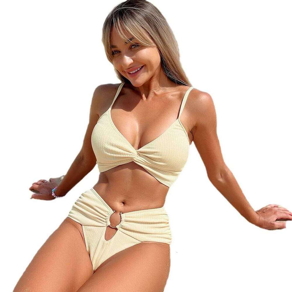 Sexy Bikinis 2024 Women Halter Brazilian Bikini Set Female High Waisted Swimsuit New Twist Swimwear Beach Wear Bathing Suit Pool Z260301