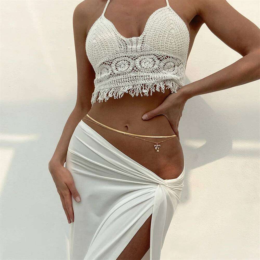 Boho Bow Pendant Snake Waist Women'S Adjustable Stacked Layered Body Chain Summer Accessories Girl Gift H260228