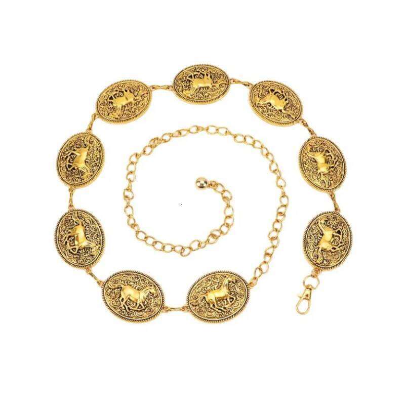 Western Cowboy Cowgirl Horse Waist Boho Chain Belts Adjustable Body Jewelry Dress Girdle For Women daily Party H260228