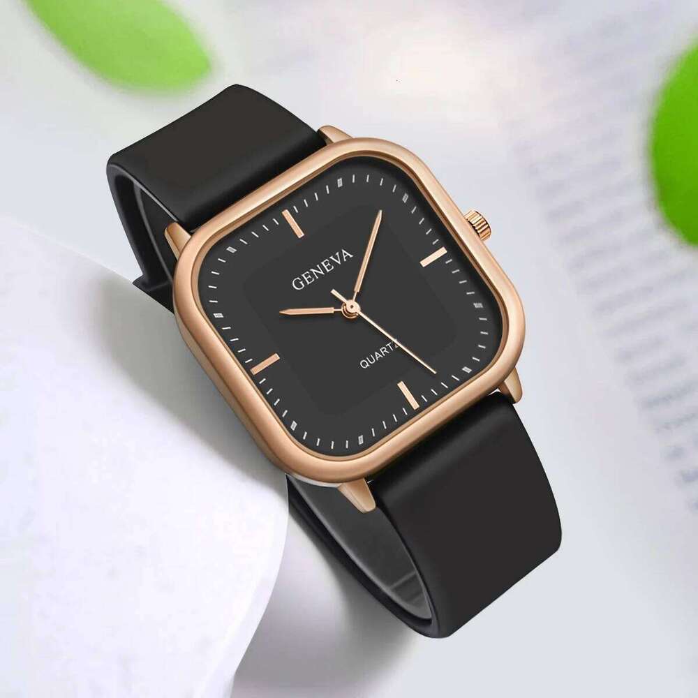 Fashion Women's Casual Elegant Simple Square Quartz Silicone Gift for Men and Women H260228