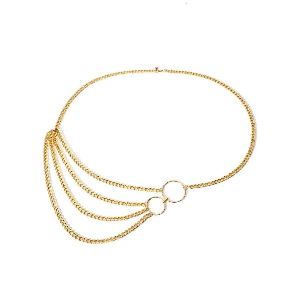 IngeSight.Z Bohemian Retro Style Multilayer Alloy Body for Women Round Pendant Belly Waist Chain Jewelry H260228