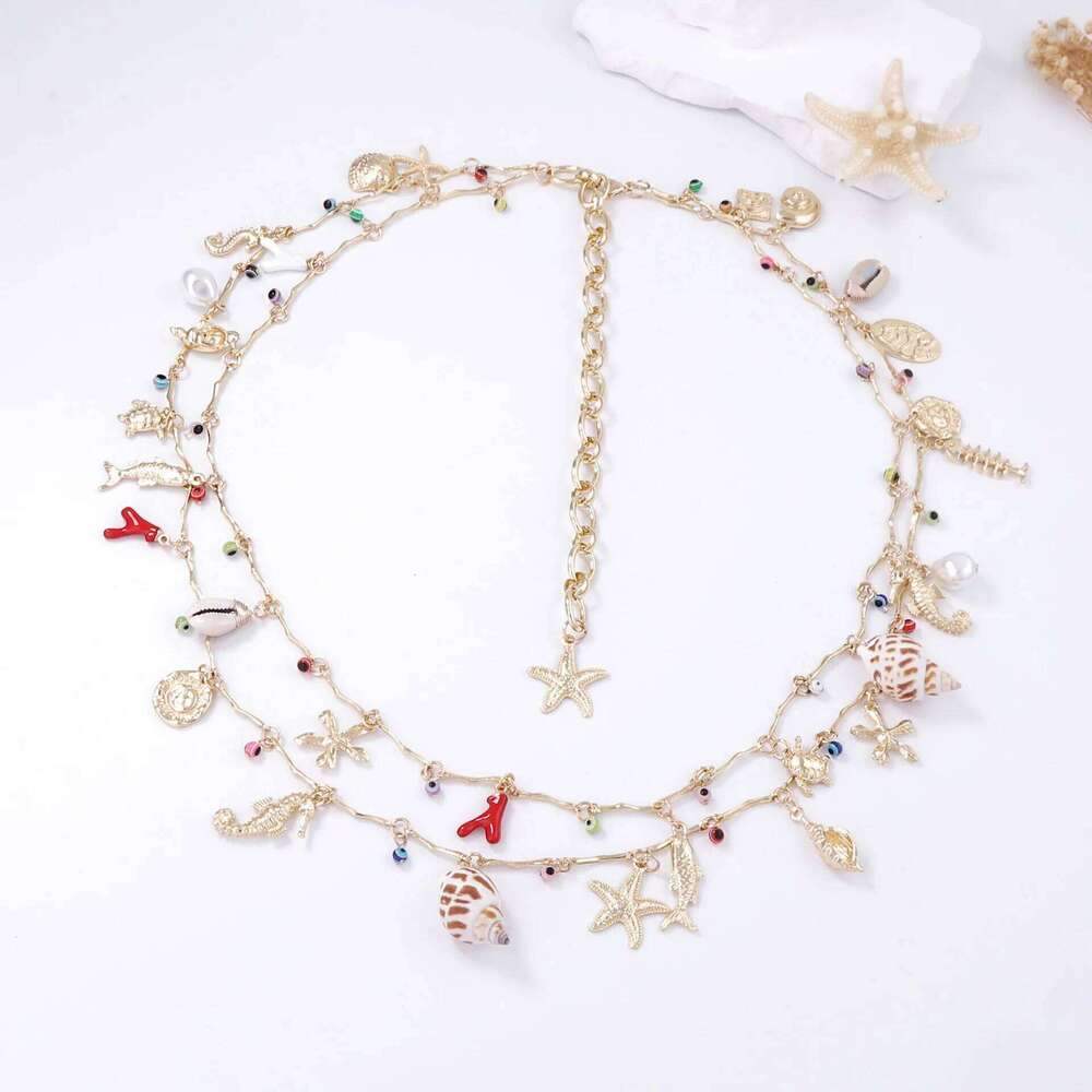 Fashion Retro Marine Life Pendant Body Chain Light Luxury Exquisite High-end Niche Double Waist Chains for Women H260228