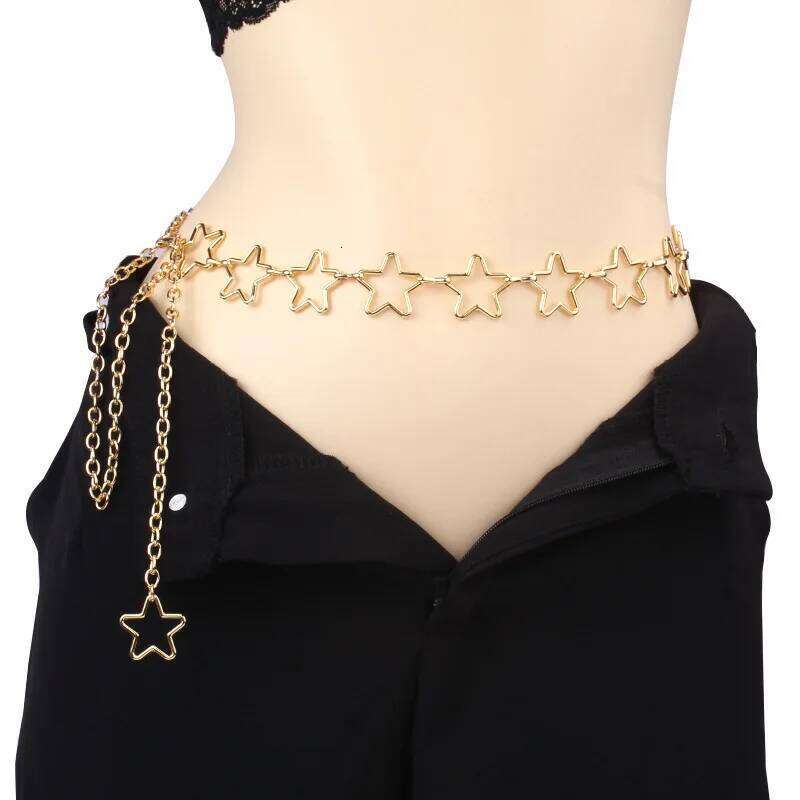 Cross Border Jewelry Personalized Hollow Star Waist Body Chain Minimalist Versatile Jeans Hip Hop Belt Accessories H260228