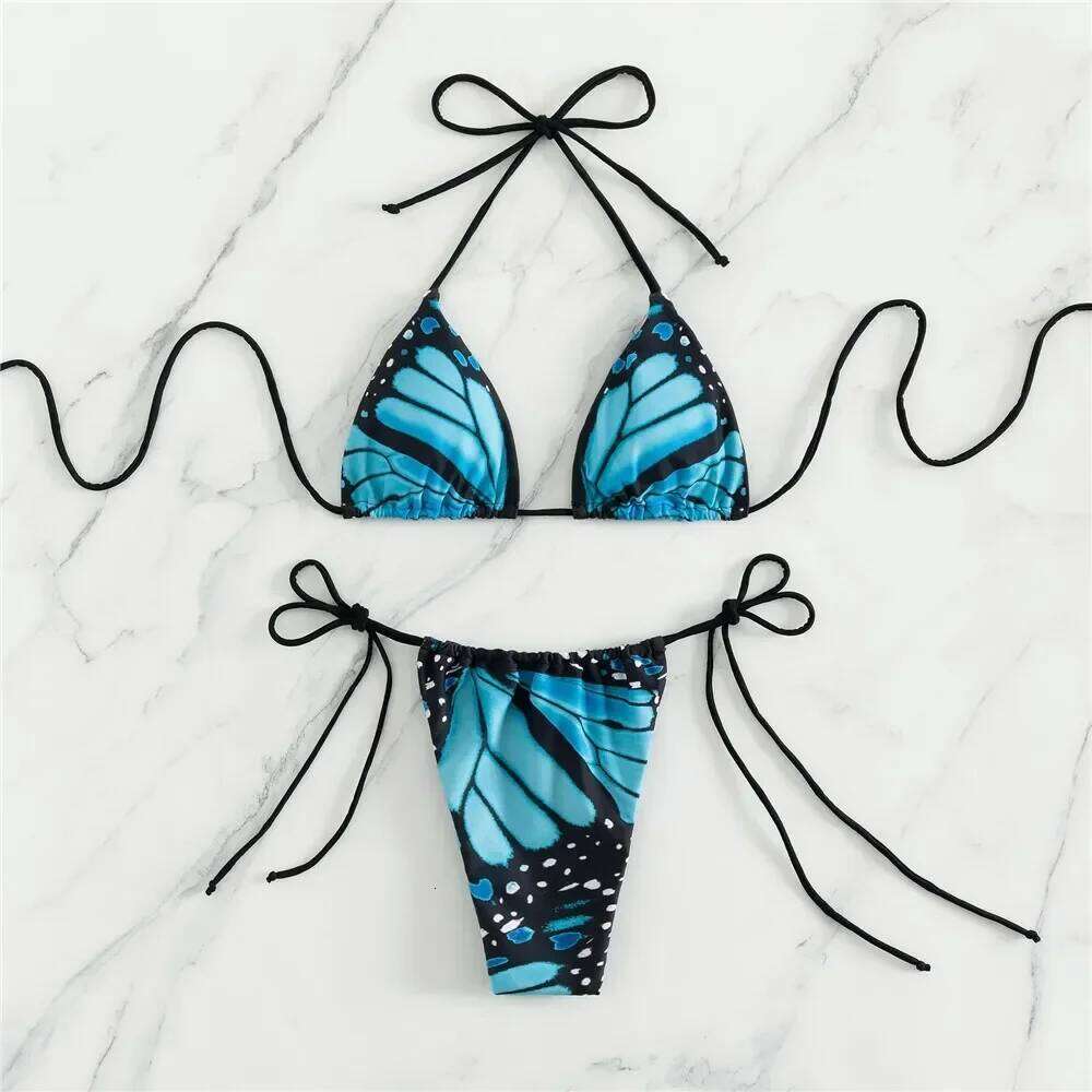 Sexy Butterfly Print Swimwear String Bikinis Set Micro Extremo Mini Thong Swimsuit Women Bathing Suit Triangle Bikini 2026 Mujer Z260301