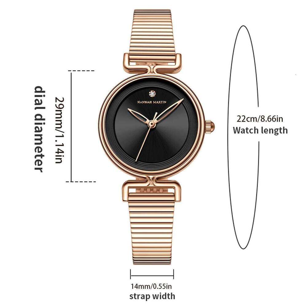 Hannah Martin Top Brand Original Women's 29mm Mini Dial Rose Gold Fashion Japanese Quartz Movement for Women H260228
