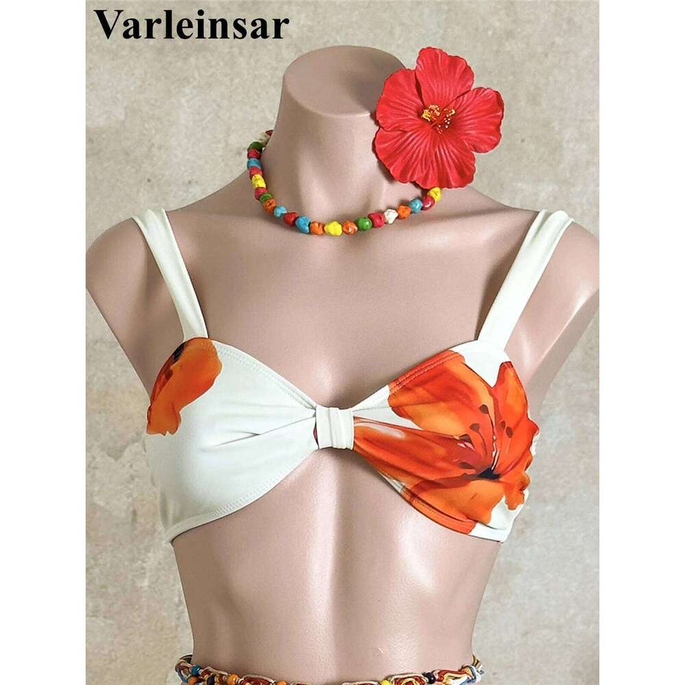 Flowers Floral High Cut Leg Female Swimsuit Women Swimwear Two-pieces Bikini set Brazilian Bather Bathing Suit Swim V7716 Z260301