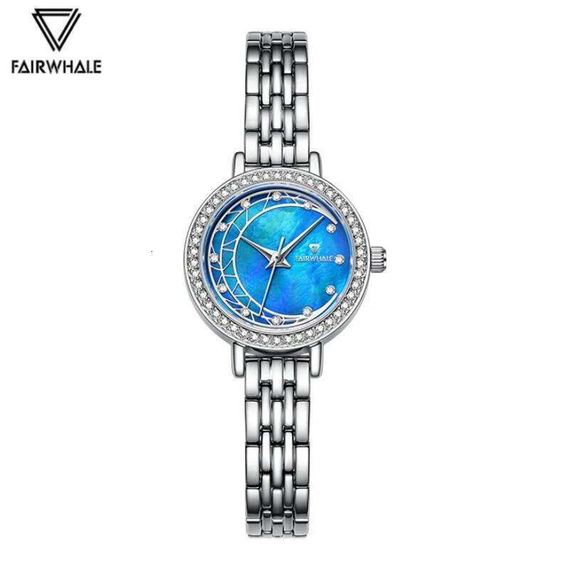 Mark Fairwhale 3400 Elegant Women's Quartz Moon Dial Lady Waterproof Stainless Steel Strap Fashion Women Casual Wrist H260228